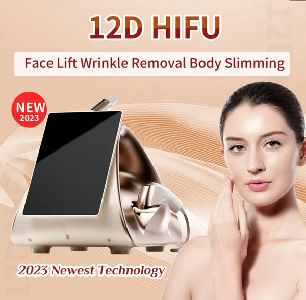 Nuovo design 12D Hifu Cura della pelle Rimozione della cellulite Anti rughe Mini Hifu Portail con Rf Hifu Lifting facciale Attrezzatura di bellezza Salon SPA Clinic