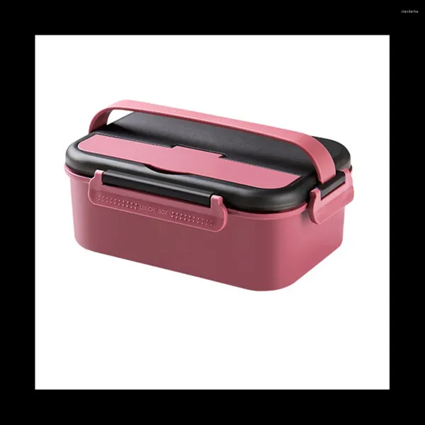 Stoviglie in acciaio inossidabile 304 Lunch Box Bento per bambini Ciotola per zuppa con cucchiaio e bacchette rosso