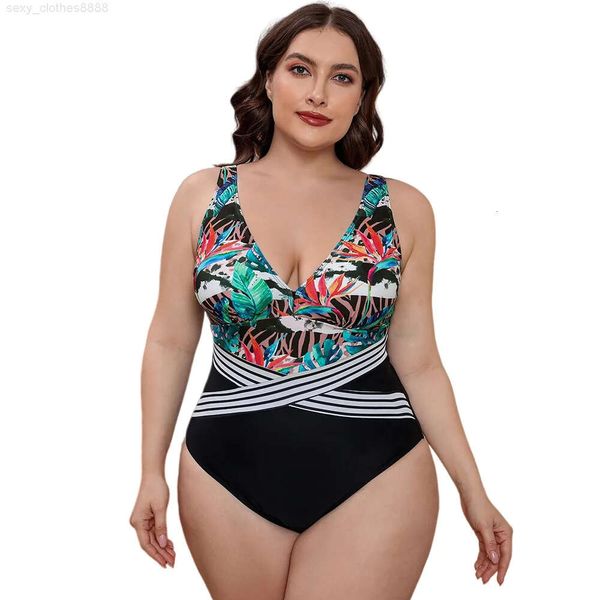 Yingtang 2023 sexy profundo decote em v torção frente beachwear tanga conjunto sutiã plus size uma peça para mulher verão vestindo suporte oem