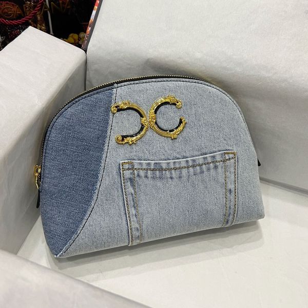 DG Designer de alta qualidade bolsa de casca de saco de jeans feminina Mini bolsa de ombro de corrente de ouro de luxo Bola de metal de embreagem clássica Flip Flip Metal 25cm