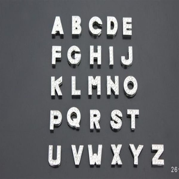 130pcs lotto da 8 mm A-Z Rhinestones Full Bling Slide Lettere Accessori alfabeti fai-da-te adattarsi per 8 mm in pelle braccialetta 2264
