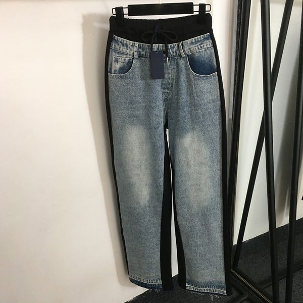 Elastik Bel Pantolon Kişilik Patchwork Tasarımcı Kot pantolon Yüksek Bel Kişilik Cazibesi Taytlar Düzenli Yumuşak Romper Pantolon