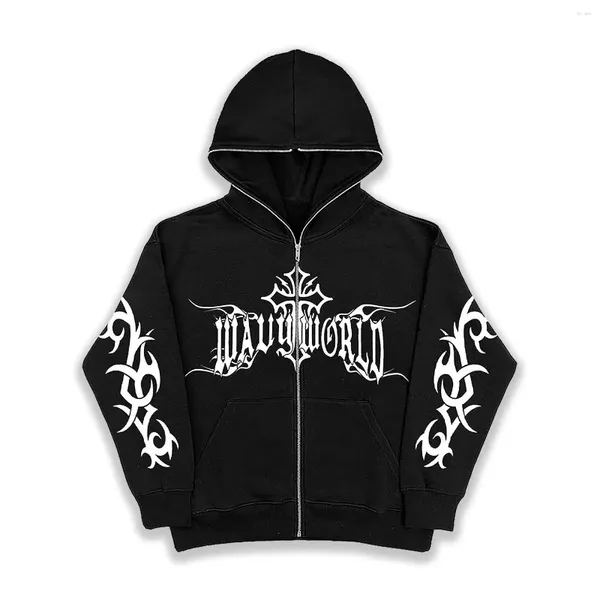 Hoodies femininos moda coreana vintage y2k estética carta impressão casal solto zíper completo goth moletom casaco topos roupas kawaii