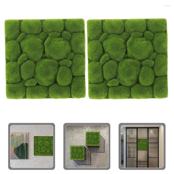 Dekoratif çiçekler 2 adet köpük akın simülasyonu yosun yeşil arka plan duvar karo trim dekorasyon süsü paneli sahte mikro sahne