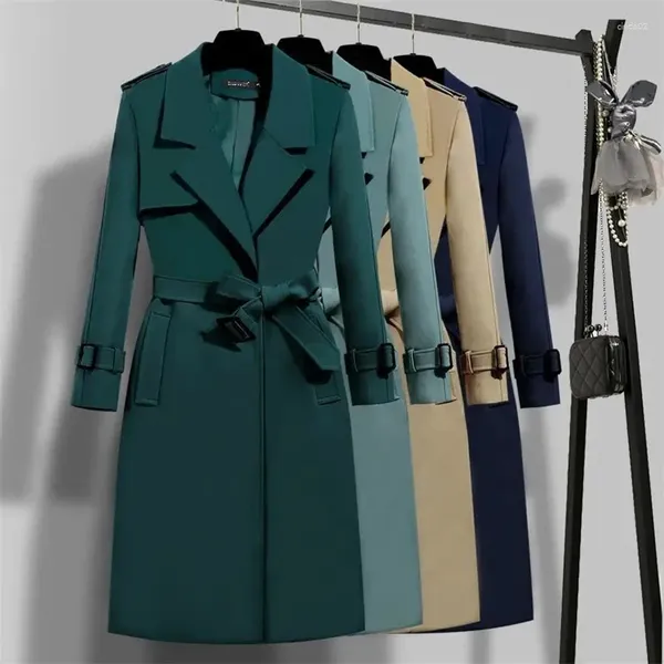 Trench da donna Giacca a vento primavera autunno Giacca da donna coreana in vita sottile elegante cappotto lungo di fascia alta per i vestiti