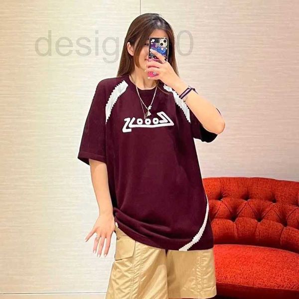 Damen-T-Shirt-Designer, neues gewebtes Streifenspleißen, kurzärmeliges Unisex-Flachersatz-T-Shirt aus reiner Baumwolle, gestrickt, Trend X2CI
