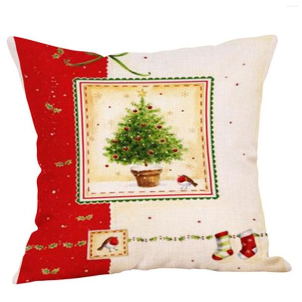 Decorazioni natalizie Ornamenti Stampa albero Fodere per cuscini Federa Babbo Natale Camera da letto Decorazione domestica Fodera per sedia Navidad L5