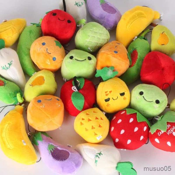 Corrente de telefone móvel 12 cm 1 PC Mini frutas e vegetais brinquedo de pelúcia pingente simulação melancia chaveiro chaveiro boneca atividade presentes R231031