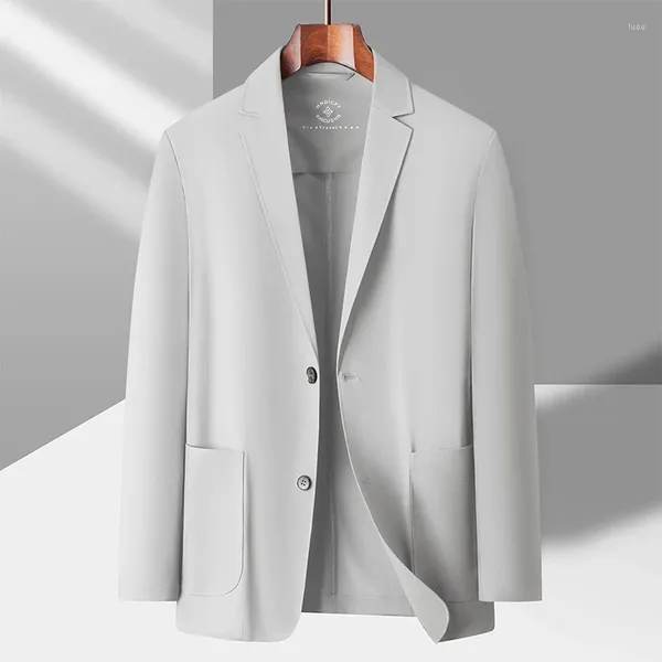 Ternos masculinos 2023 moda de alta qualidade casual simples fino traceless pressionado cola terno casaco único oeste superior textura xadrez fina
