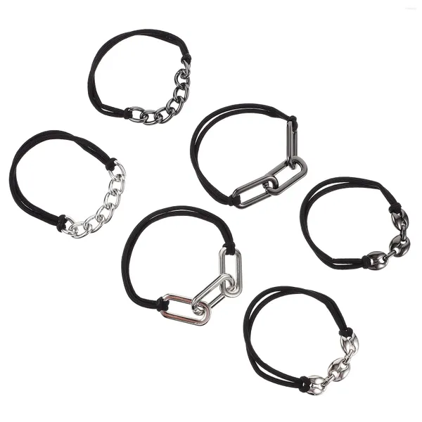 Bandane 6 pezzi Catena Elastica per capelli Cravatte da donna Supporti per ragazze Bracciali Accessorio per corda