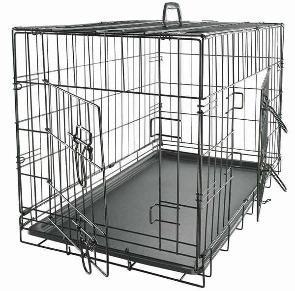 Siyah 48 Quot 2 Kapı Pet Kafesi Katlanır Köpek Wdivider Cat Crate Cage Kennel Wtray DC5003987