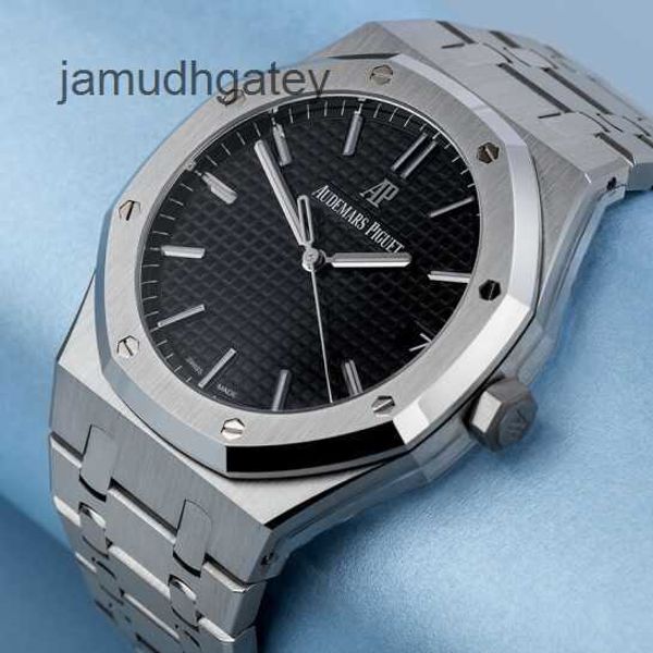 AP Swiss Luxus-Armbanduhren Royal AP Oak Series 15500ST.OO.1220ST.03 Herren-Armbanduhr aus feinem Stahl mit schwarzer Platte, automatische mechanische Armbanduhr, Herrenuhr WMQQ