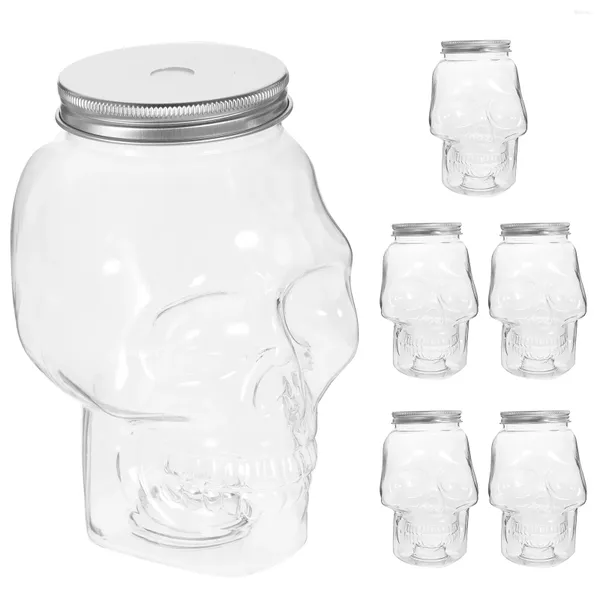 Vasen 6 Stück Plastikwasserflaschen Halloween Versiegelungssaft Transparente Milch Anti-Leck-Kaltgetränk tragbar