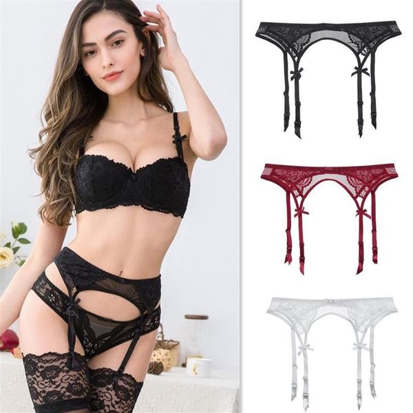 Giarrettiere da donna sexy in pizzo nero bianco rosso marca giarrettiera tentazione calze di seta femminili ultrasottili reggicalze cinture da sposa220L