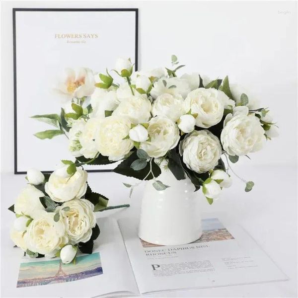 Vasen Außenhandel künstliche Blume 5-Kopf-Pfingstrose European Persian Plastic Rose Handheld Home Tabletop Dekoration Innenräume