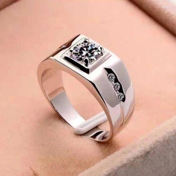 Cluster Ringe Unisex Ring Frauen Männer Silber Farbe Intarsien Kristall Strass Zirkon Metall Für Party Schmuck Größe 6-13