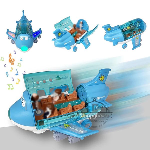 Литая под давлением модель 360 вращающийся электрический самолет игрушки для детей Bump and Go Action игрушка для малышей со светодиодным мигающим светом и звуком для мальчиков 231031