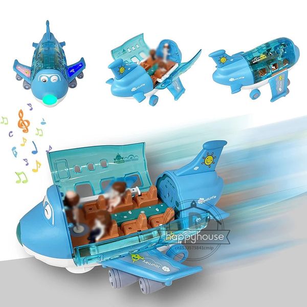 Modello pressofuso 360 Aereo elettrico rotante Aereo Giocattoli per bambini Bump and Go Action Giocattolo per bambini con luce lampeggiante a LED Suono Ragazzi 231031