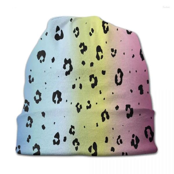 Berretti Berretto con stampa leopardata viola Pelliccia sfumata di Leo Moda unisex Outdoor Skullies Berretti Cappelli Primavera caldo Cofano a doppio uso Maglieria