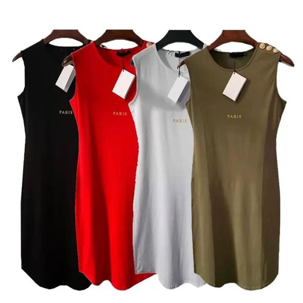 Mulheres vestidos de verão designer casual carta vestido de impressão para mulheres saia siamesa sem mangas roupas femininas222u