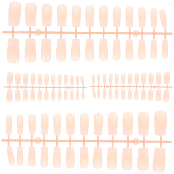 Unhas Falsas 24 Pcs Prego Kit Dicas Press Média Cobertura Completa Rosa Acrílico Abs Profissional Curto