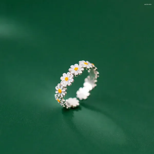 Cluster-Ringe Vintage Emaille Tulpe Blume für Frauen Mode einfache Splitterfarbe verstellbar Gänseblümchen Fingerring Party Jäten feiner Schmuck