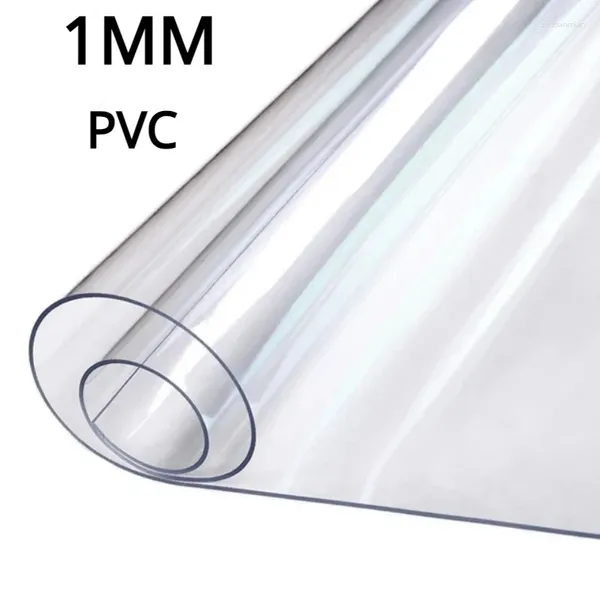 Pano de mesa 1mm pvc transparente toalha de mesa retângulo à prova d' água panos à prova de óleo decoração de cozinha de vidro macio