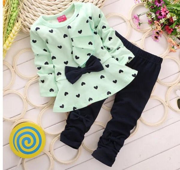 Kleidung Sets 2023 Baby Mädchen Frühling Zwei Stück Outfits Mode Herbst Kinder Langarm Kleidung Welle Rüschen Kleid Anzug Boutique