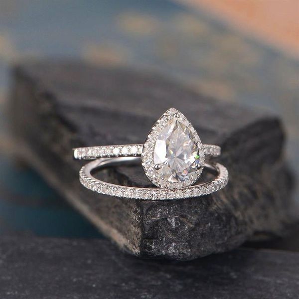 Vecalon 2019 moda bonito feminino branco rosa anel de diamante conjunto vintage 925 prata anéis de noivado para mulheres diamante nupcial ring288f