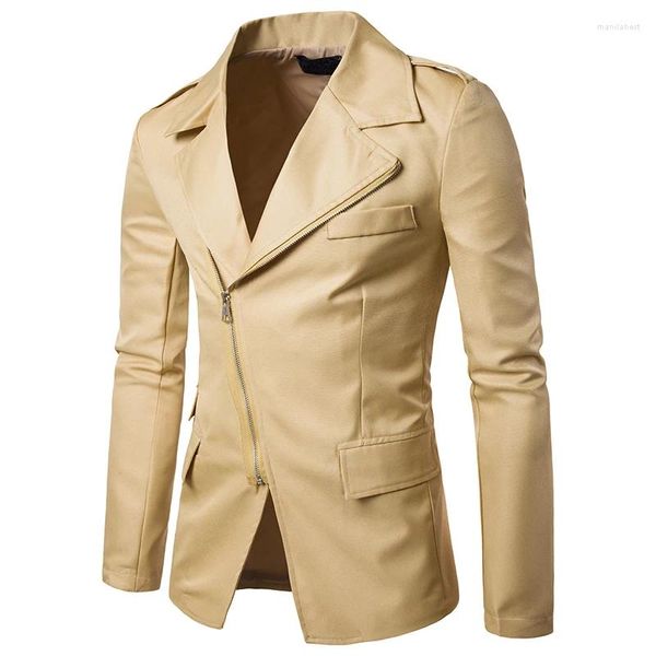 Ternos masculinos primavera outono jaquetas sólidas estilo locomotiva único zíper blazer casacos fino clássico terno jaqueta masculino xxl