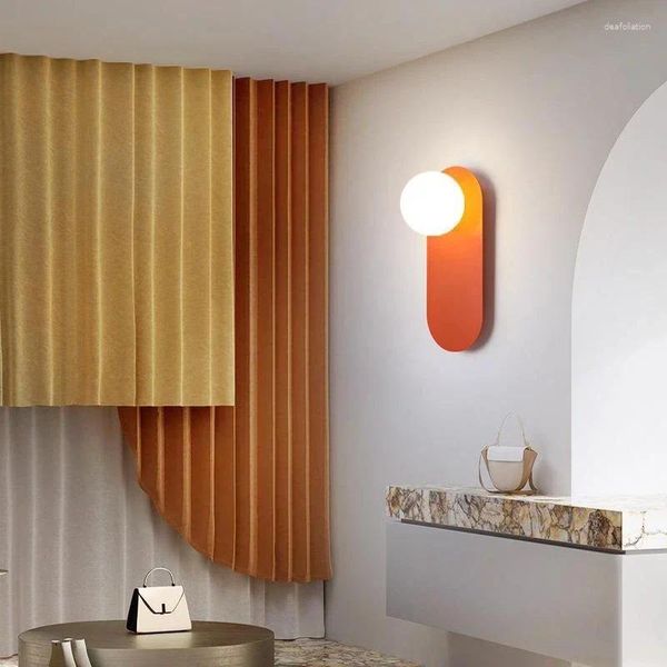 Lâmpada de parede Nordic LED minimalista vidro laranja arandelas quarto sala de estar corredor decoração luminárias estéticas
