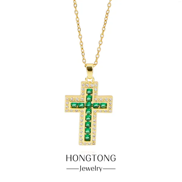 Colares Pingente Hongtong Cruz Colar de Aço Inoxidável Jóias Benedict Cristal Virgem Maria Crucifixo Masculino Acessórios Cruz