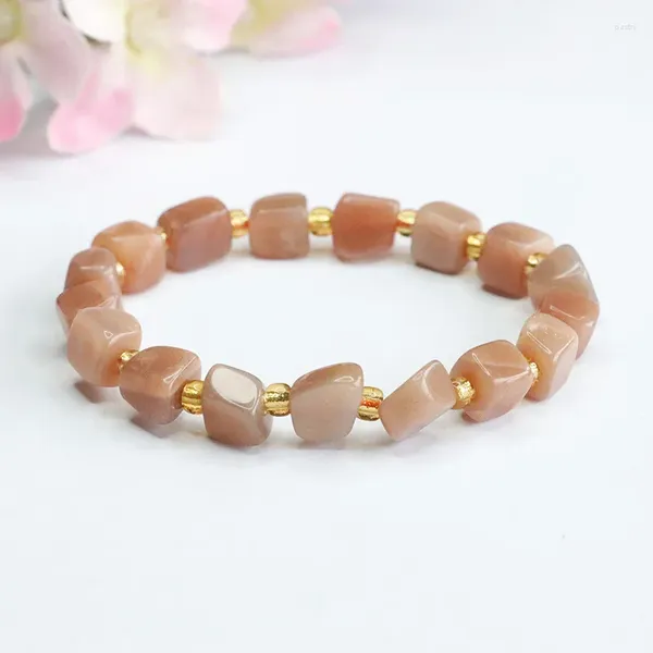 Braccialetti con ciondoli Bracciale in pietra di luna arancione naturale Pietra preziosa al chiaro di luna per gioielli da donna Cristallo curativo