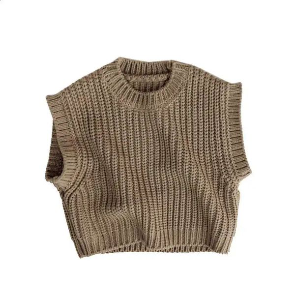 Пуловер, корейский детский толстый шерстяной жилет, пуловер, свитер без рукавов для мальчиков и девочек P4779 231030