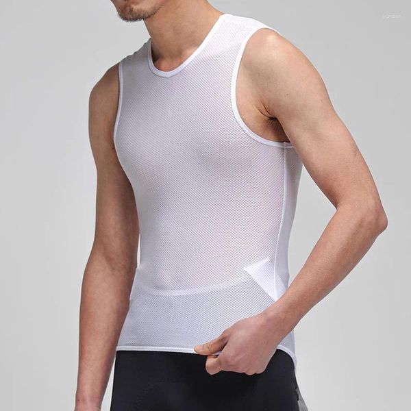 Jaquetas de corrida verão masculina cor sólida série sem mangas ciclismo camada base leve respirável secagem rápida bicicleta undershirt