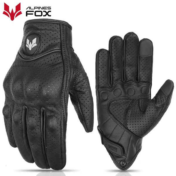 Luvas de ciclismo verão vintage couro motocicleta homens preto resistente guantes touchscreen antiderrapante retro motobiker luvas 231031