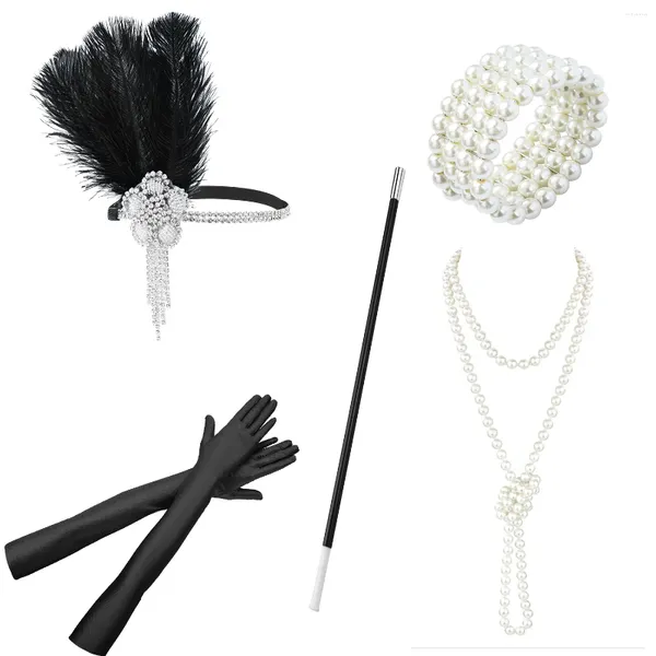 Partyzubehör Vintage Make-up Ball Diamant Feder Kopfbedeckung Damen Verkauf 1920er Jahre Great Gatsby Zubehör Set für Damen