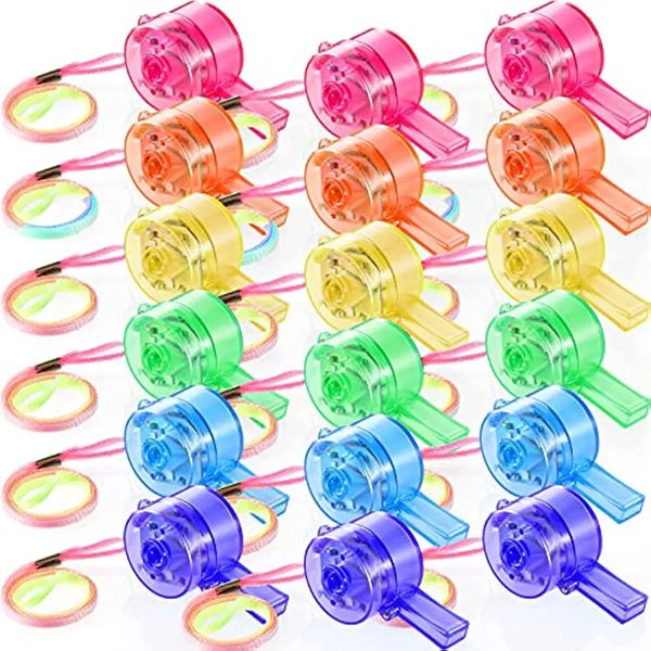 Led Rave Toy 18pcs LED Light Up Whistle Glow Luminous Whistles Brinquedos Bulk Pingente Glow In The Dark Favores Festa de Aniversário Colar Crianças Presentes 231030