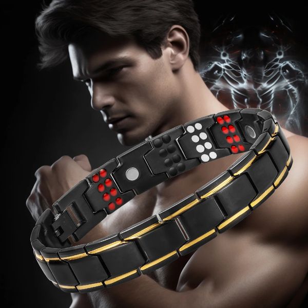 Braccialetti con ciondoli Elegante braccialetto per terapia magnetica per uomo Efficace sollievo dal dolore 109 pezzi Bracciale in germanio energetico Gioielli in acciaio inossidabile 316L 231030