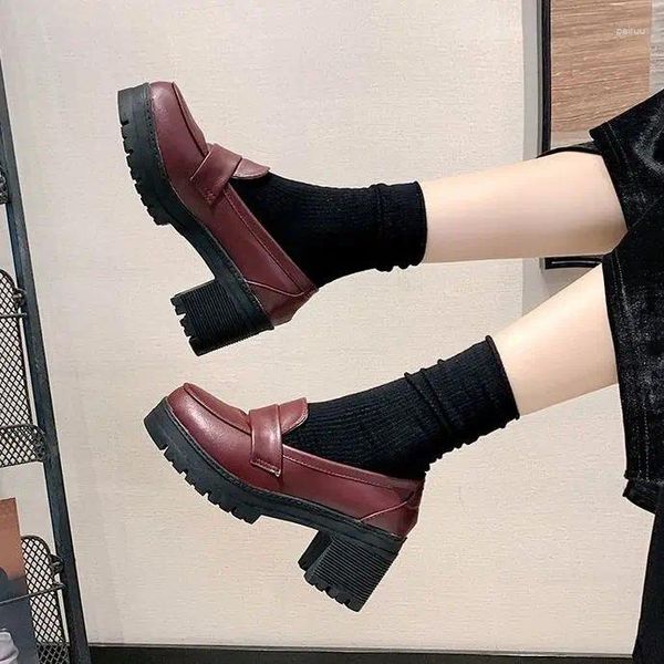 Scarpe eleganti mocassini Harajuku Lolita con tacco Studente di scuola superiore giapponese Girly Girl Platform JK Uniforme da donna