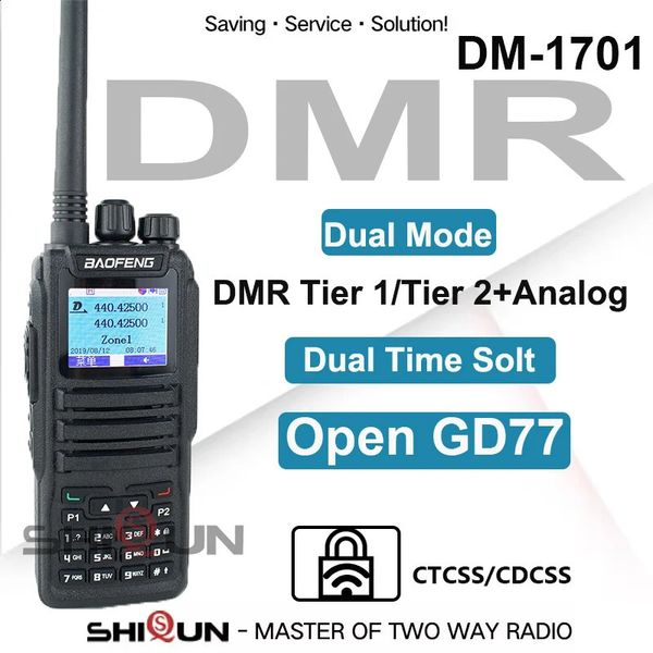 Walkie Talkie DMR DM1701 Baofeng Open GD77 modo duplo analógico e digital walkie talkie Tier 12 Dual Time Slot Ham R 231030