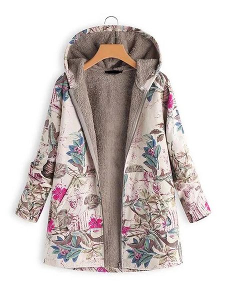 Piumino da donna Parka 2023 Donna Inverno Caldo Giacca con cappuccio floreale Stampa floreale Felpa con cappuccio Cappotti oversize vintage imbottiti 231030