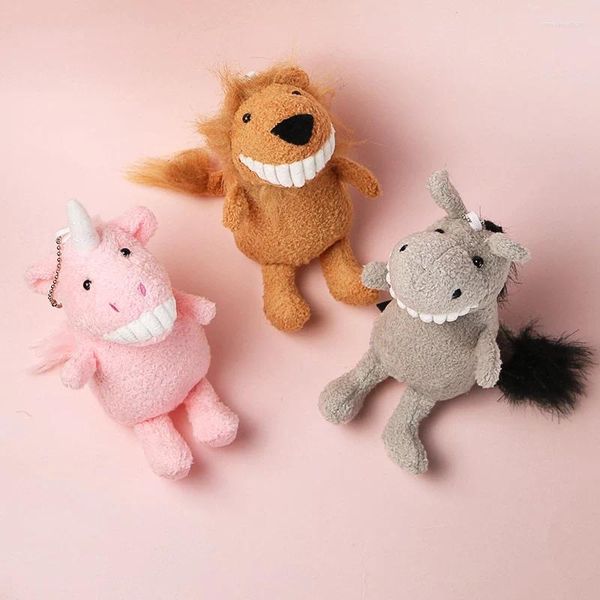 Portachiavi Mini Peluche per Bambini Giocattoli Animale Leone Koala Pony Dinosauro Alligatore Portachiavi Borsa per Auto Ciondolo Portachiavi Anello Titolare D168