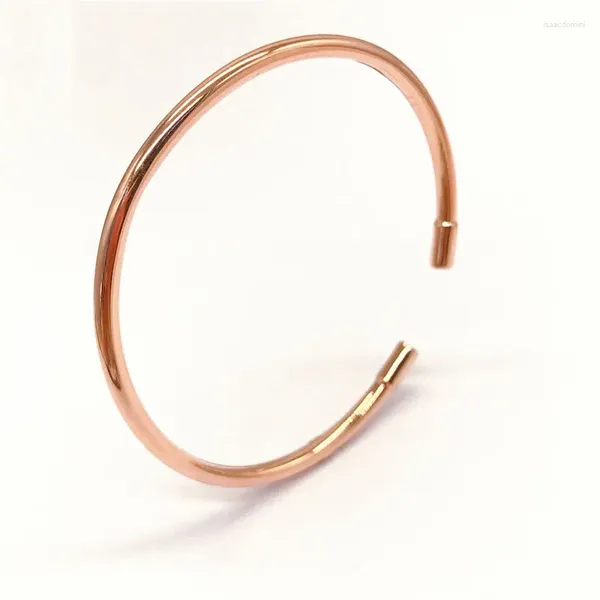 Armreif, russisches 585-lila-Gold vergoldet, 14 Karat Rose, modisch, vielseitig, glattes Gesicht, offenes Armband, Geburtstagsgeschenk