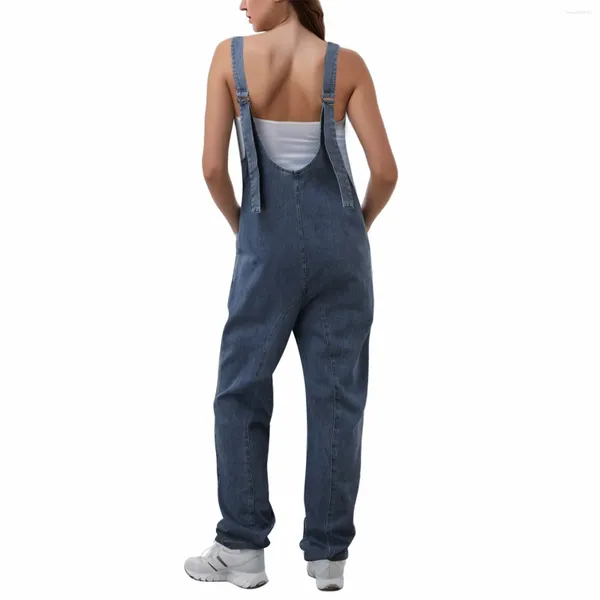 Damen-Jeans, High Roller, Denim-Overalls für Damen, lässig, ärmellos, lockere Overalls, Hosen mit Taschen