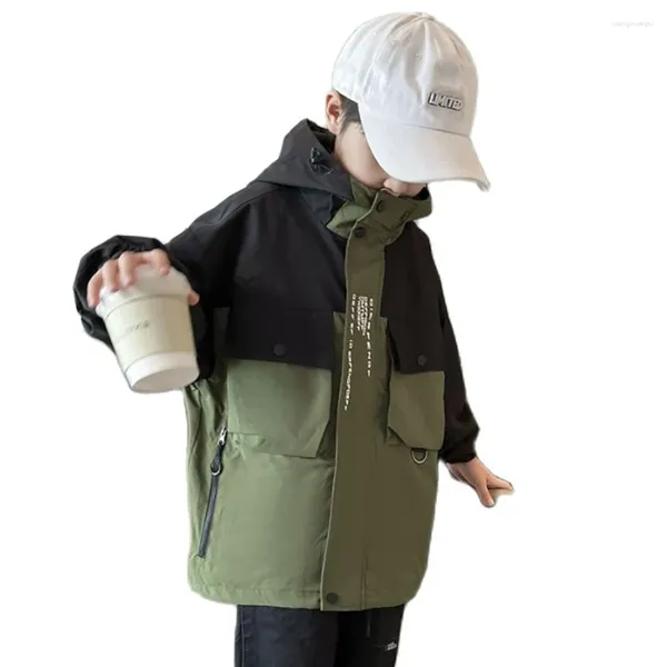 Jackets Boys Coat Jacket Patchwork Coats Pattern Pattern Kids Style Casual Roupos infantis 6 8 10 12 14