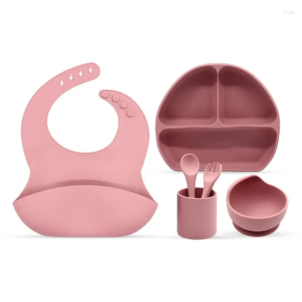 Geschirr-Sets DIBO Customized 2023 Verkaufen Silikon-Lätzchen-Löffel-Schüssel-Baby-Geschirr Wasserdichtes Fütterungsset