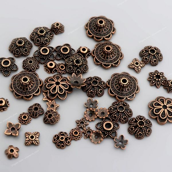 150 peças tampas de contas espaçadoras soltas de metal vintage de cobre tibetano misto para fazer joias, acessórios de busca DIY, fabricação de joias no atacado, descobertas de joias