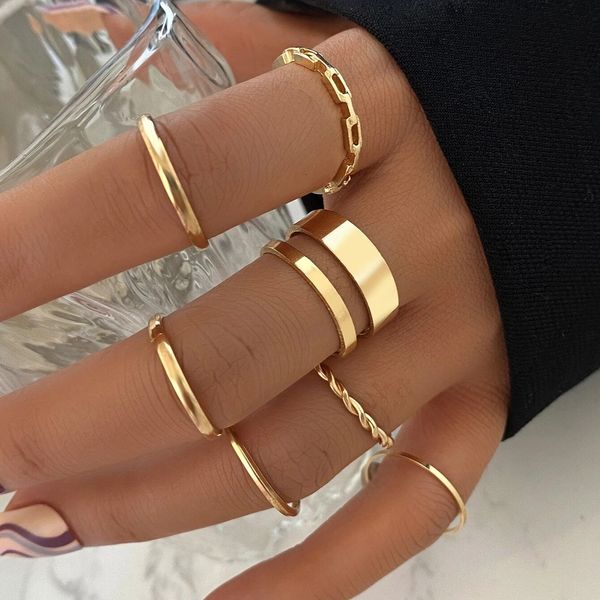 Boho retro geometria junta conjunto anéis para mulheres elegante prata cor de ouro anel de dedo charme jóias atacado ymr053