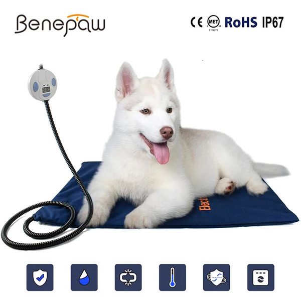 Penne per canili Benepaw Tappetino riscaldante elettrico per animali domestici Comodo rivestimento rimovibile Tappetino impermeabile per cani Tappetino per cani con temperatura regolabile a 7 livelli Cavo resistente alla masticazione 231031